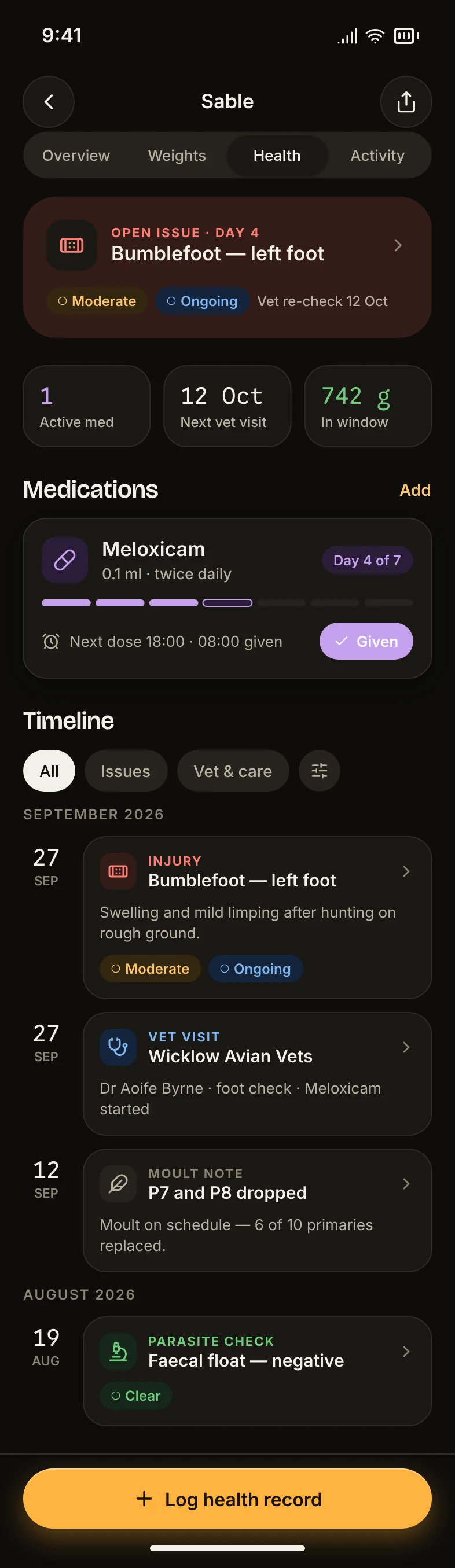 Health / Health tab